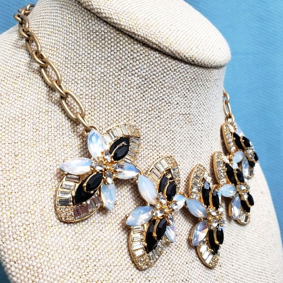 J. Crew Black and Opalescent Crystal Cluster Statement Necklace - Picture 7 of 10